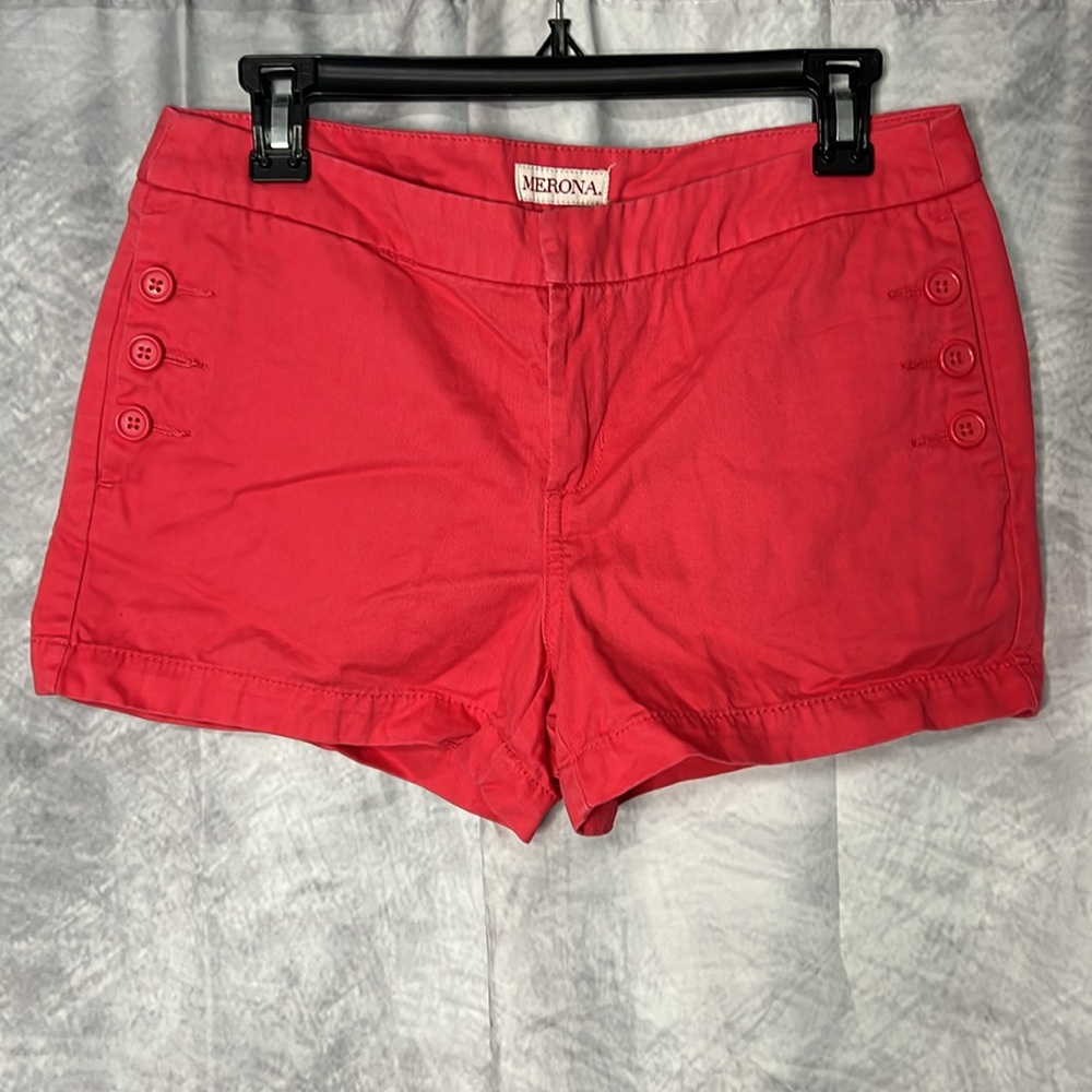 Merona Coral Shorts with Button Accents on Pockets - size 4